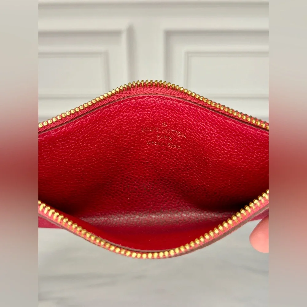 Louis Vuitton Red Monogram Empreinte Leather Zip Coin Pouch